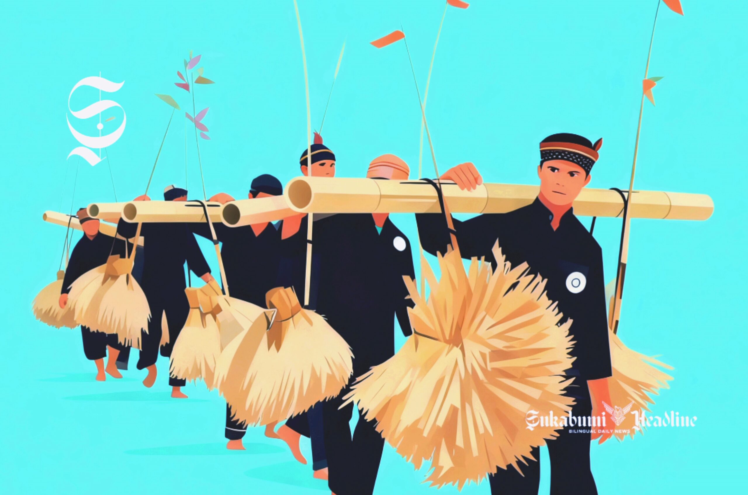 Ilustrasi tradisi Seren Taun - sukabumiheadline.com