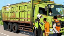 Ilustrasi truk ODOL bermuatan pasir melebihi kapasitas ditilang polisi dan dishub - sukabumiheadline.com