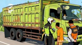 Ilustrasi truk ODOL bermuatan pasir melebihi kapasitas ditilang polisi dan dishub - sukabumiheadline.com