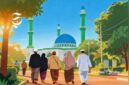 Ilustrasi umat Muslim berjalan menuju masjid - sukabumiheadline.com