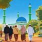 Ilustrasi umat Muslim berjalan menuju masjid - sukabumiheadline.com