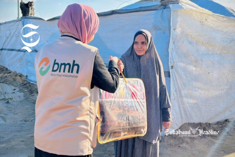 Lawan suhu ekstrem, Lembaga Amil Zakat Nasional Baitul Maal Hidayatullah (BMH) dan PT Indo Anata Development peluk hangat warga Gaza di pengungsian