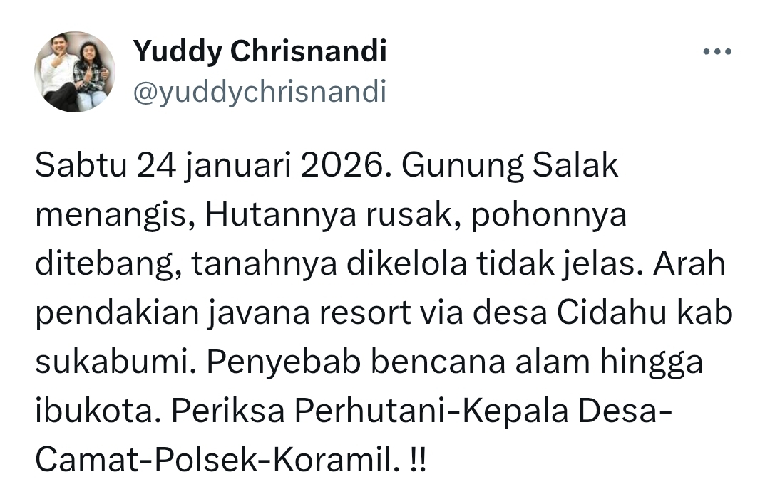 Kondisi lereng Gunung Salak, Javana Resort via jalur pendakian Desa/Kecamatan Cidahu, Kabupaten sukabumi rusak - @yuddychrisnandi