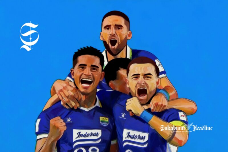 Ramon Tanque, Marc Klok, Luciano Guaycochea dan Frank Putros selebrasi gol Persib di laga ACL 2 - sukabumiheadline.com