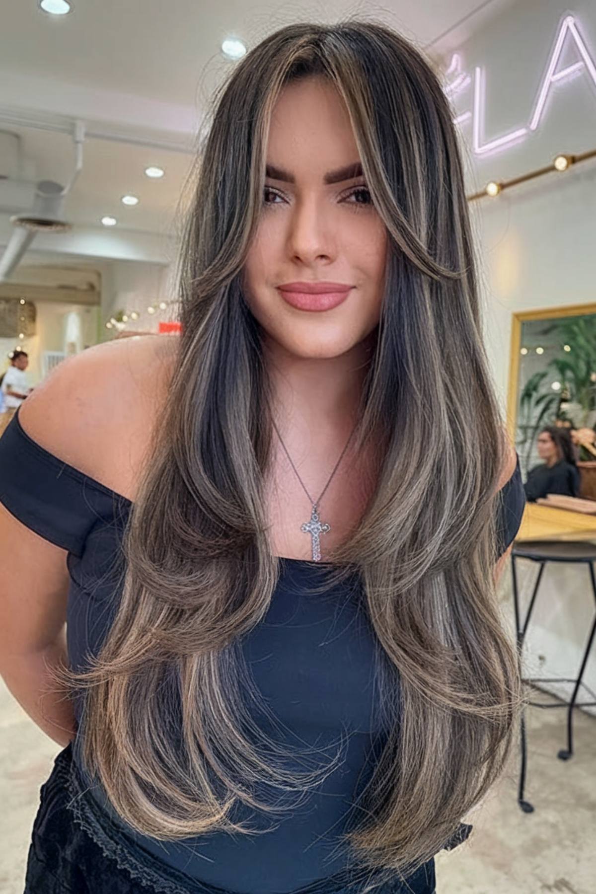 Curtain bangs long hair