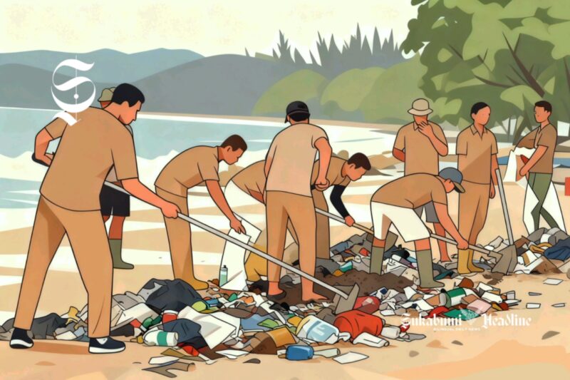 Ilustrasi ASN sedang melakukan korve atau kerja bakti - sukabumiheadline.com