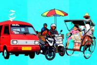 Ilustrasi angkot, ojek pangkalan dan tukang becak - sukabumiheadline.com