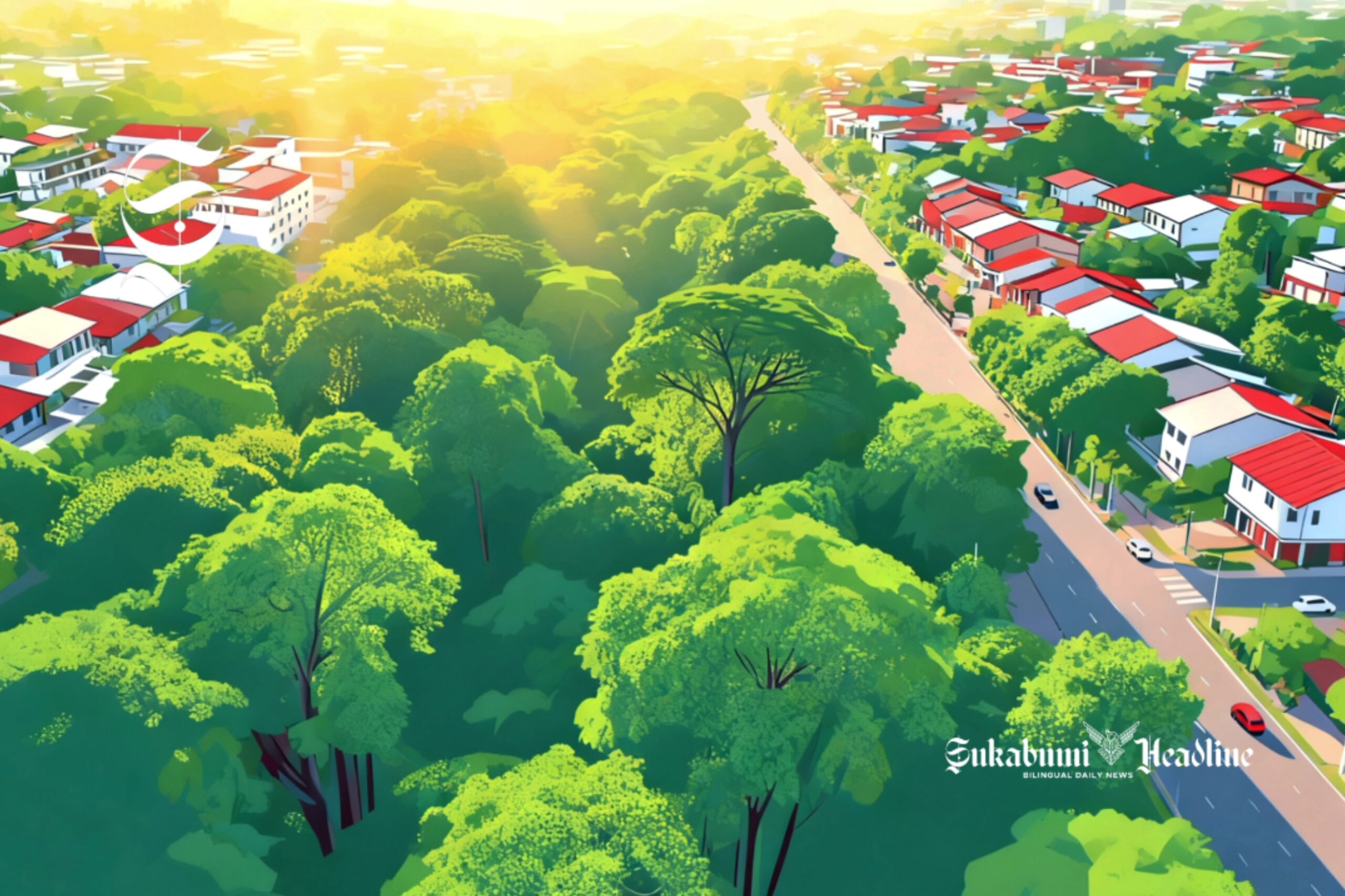 10 kecamatan paling tidak ideal di Sukabumi menurut standar WorldoMeters 1 Ilustrasi hutan kota di antara permukiman penduduk - sukabumiheadline.com