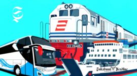Ilustrasi mudik gratis dengan kereta api, kapal laut, dan bus - sukabumiheadline.com