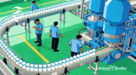 Ilustrasi pabrik air minum dalam kemasan - sukabumiheadline.com