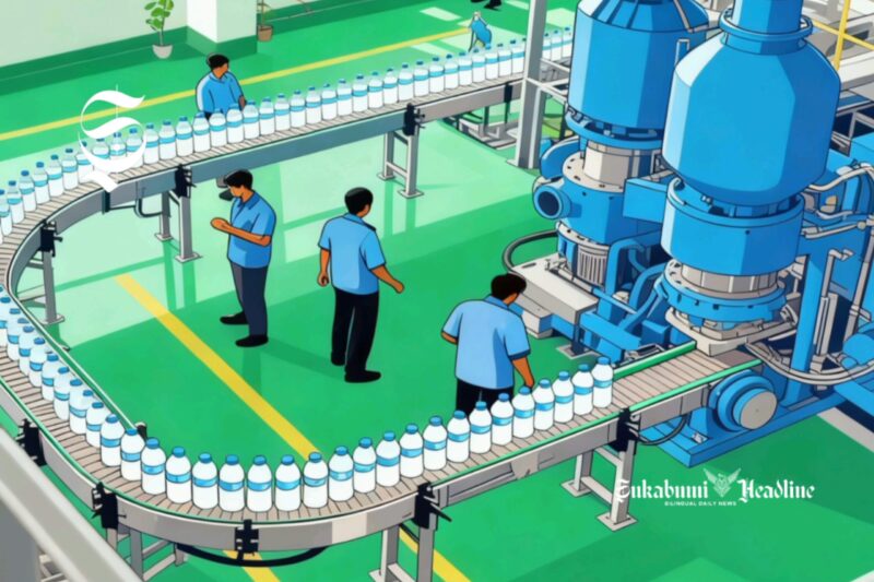 Ilustrasi pabrik air minum dalam kemasan - sukabumiheadline.com