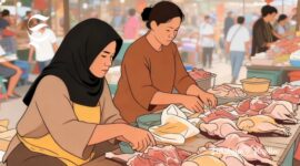 Ilustrasi pedagang daging ayam di pasar - sukabumiheadline.com