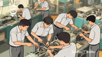 Ilustrasi pelajar SMK sedang praktik mesin - sukabumiheadline.com