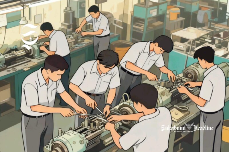 Ilustrasi pelajar SMK sedang praktik mesin - sukabumiheadline.com