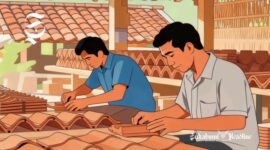 Ilustrasi pengrajin genteng - sukabumiheadline.com