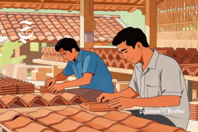 Ilustrasi pengrajin genteng - sukabumiheadline.com
