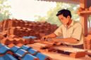 Ilustrasi pengrajin genteng tradisional - sukabumiheadline.com