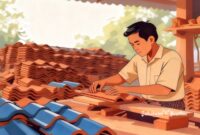 Ilustrasi pengrajin genteng tradisional - sukabumiheadline.com