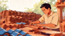 Ilustrasi pengrajin genteng tradisional - sukabumiheadline.com