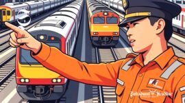 Ilustrasi penjaga pintu perlintasan kereta api - sukabumiheadline.com