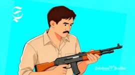 Ilustrasi pria memegang senapan - sukabumiheadline..com