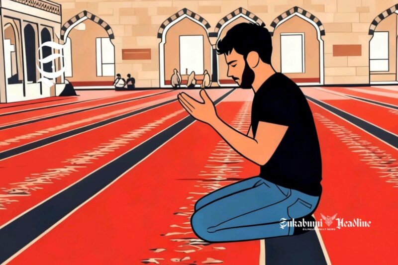 Ilustrasi seorang Muslim sedang berdoa di dalam masjid - sukabumiheadline.com