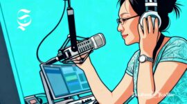 Ilustrasi seorang penyiar radio sedang on-air - sukabumiheadline.com
