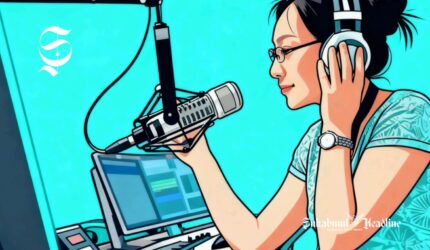 Ilustrasi seorang penyiar radio sedang on-air - sukabumiheadline.com