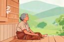 Ilustrasi seorang perempuan lansia sedang menatap pemandangan - sukabumiheadline.com