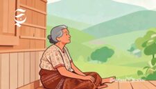 Ilustrasi seorang perempuan lansia sedang menatap pemandangan - sukabumiheadline.com