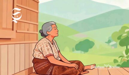 Ilustrasi seorang perempuan lansia sedang menatap pemandangan - sukabumiheadline.com