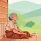 Ilustrasi seorang perempuan lansia sedang menatap pemandangan - sukabumiheadline.com