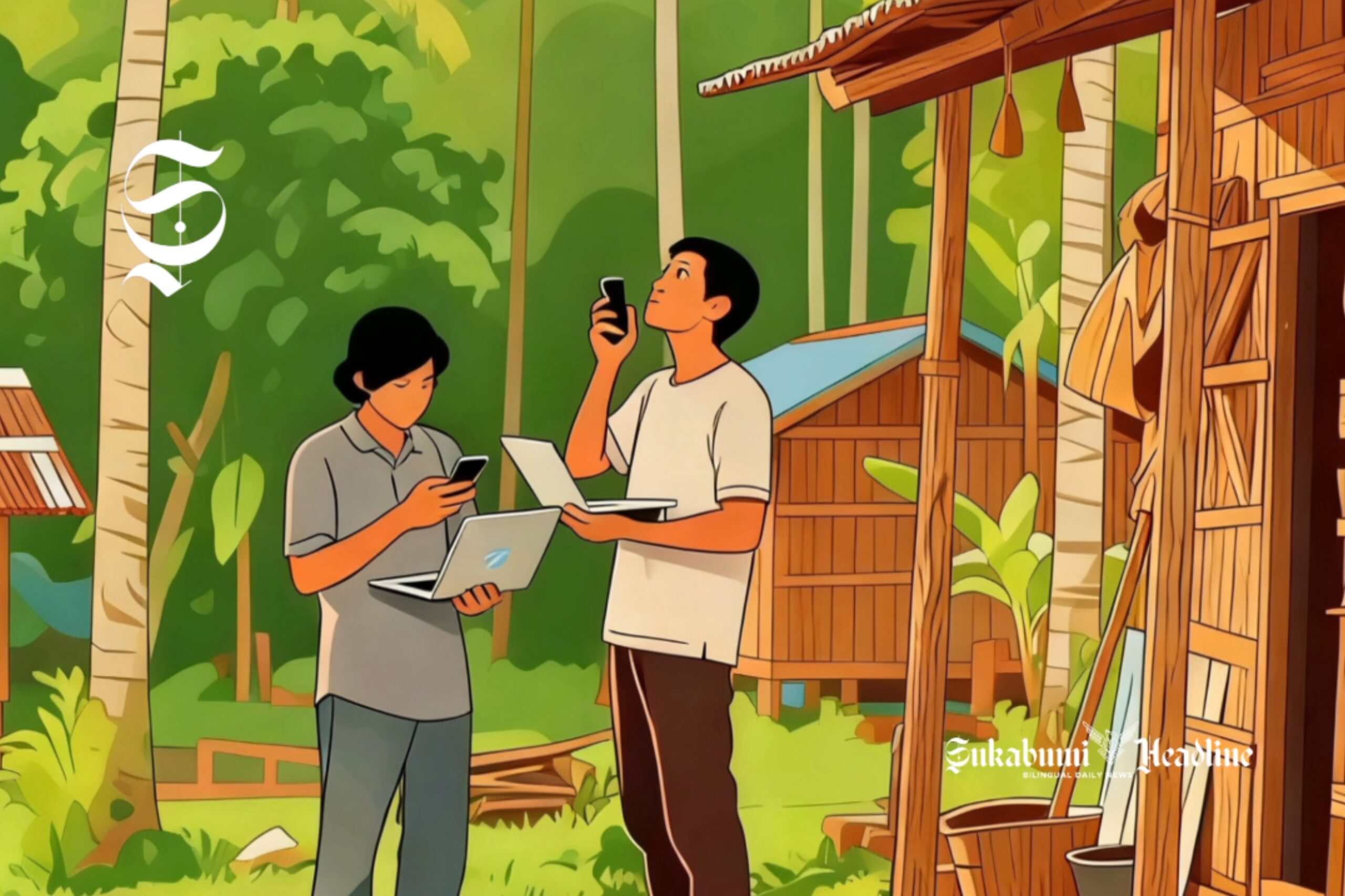Ilustrasi tidak ada signal hp dan internet di kampung - sukabumiheadline.com
