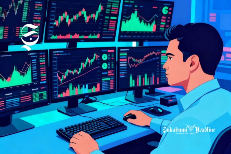 Ilustrasi trader forex sedang mengamati pergerakan candlestick - sukabumiheadline.com