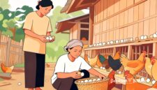 Peternak tradisional sedang mengumpulkan telur di kandang - sukabumiheadline.com