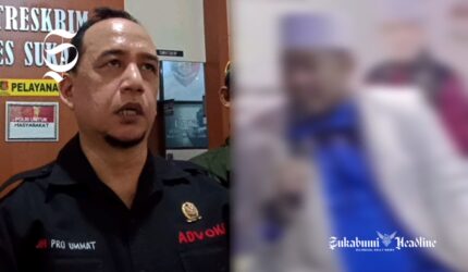 Rangga Suria Danuningrat dari LBH Pro Ummat dan terduga pelaku - sukabumiheadline.com