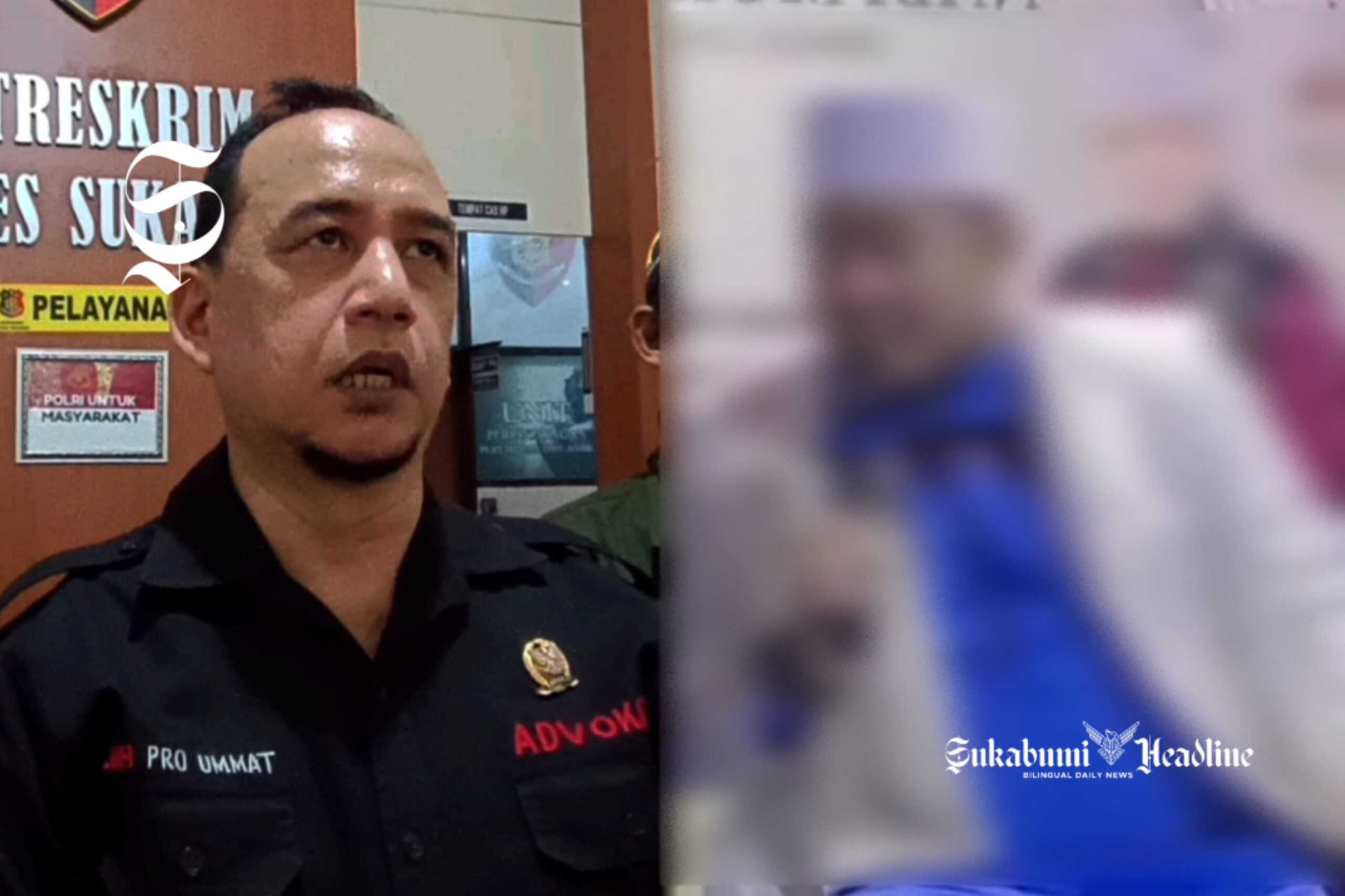 Rangga Suria Danuningrat dari LBH Pro Ummat dan terduga pelaku - sukabumiheadline.com