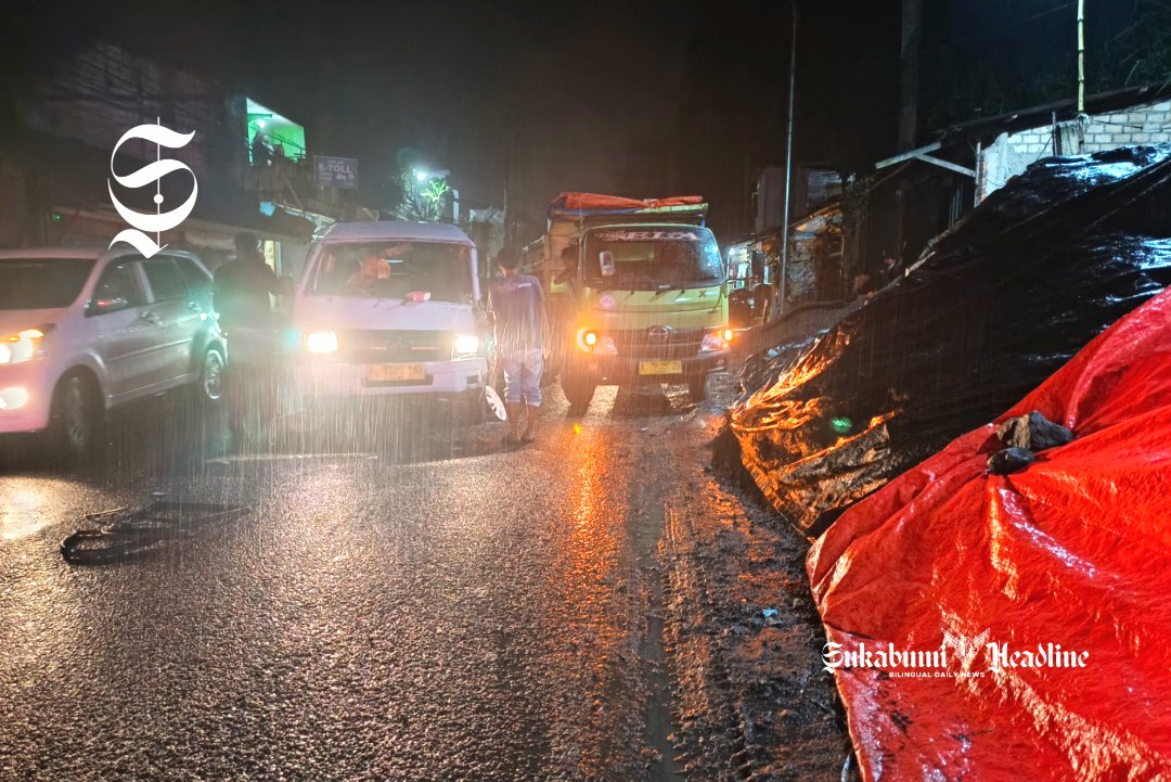 Truk vs Colt Bogoran depan lapak pasir Parungkuda Sukabumi