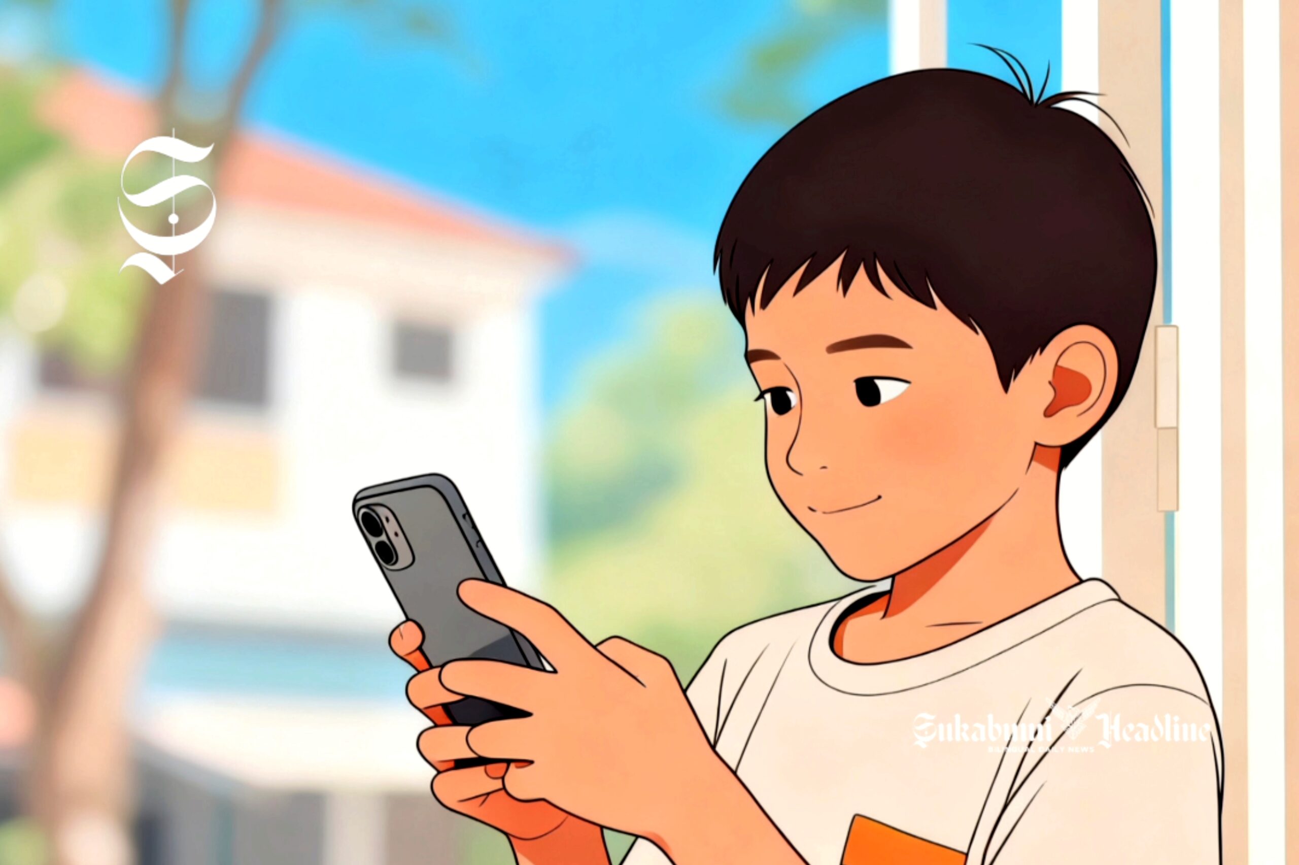 Ilustrasi anak di bawah 16 tahun sedang scroll smartphone - sukabumiheadline.com