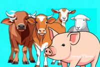 Ilustrasi kerbau, sapi, kambing, domba dan babi - sukabumiheadline.com