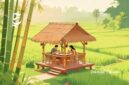 Ilustrasi menyantap hidangan khas Sunda di saung tengah sawah - sukabumiheadline.com