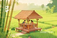 Ilustrasi menyantap hidangan khas Sunda di saung tengah sawah - sukabumiheadline.com