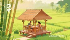 Ilustrasi menyantap hidangan khas Sunda di saung tengah sawah - sukabumiheadline.com