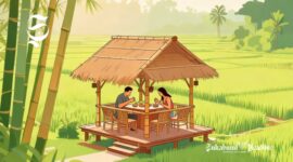 Ilustrasi menyantap hidangan khas Sunda di saung tengah sawah - sukabumiheadline.com