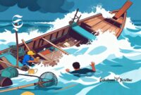 Ilustrasi nelayan tenggelam di laut - sukabumiheadline.com