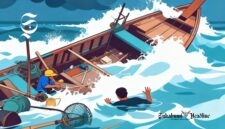Ilustrasi nelayan tenggelam di laut - sukabumiheadline.com