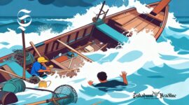 Ilustrasi nelayan tenggelam di laut - sukabumiheadline.com