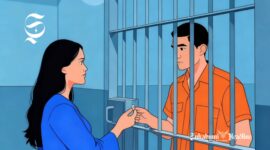 Ilustrasi pengunjung wanita memberikan bingkisan ke tahanan di dalam penjara - sukabumiheadline.com