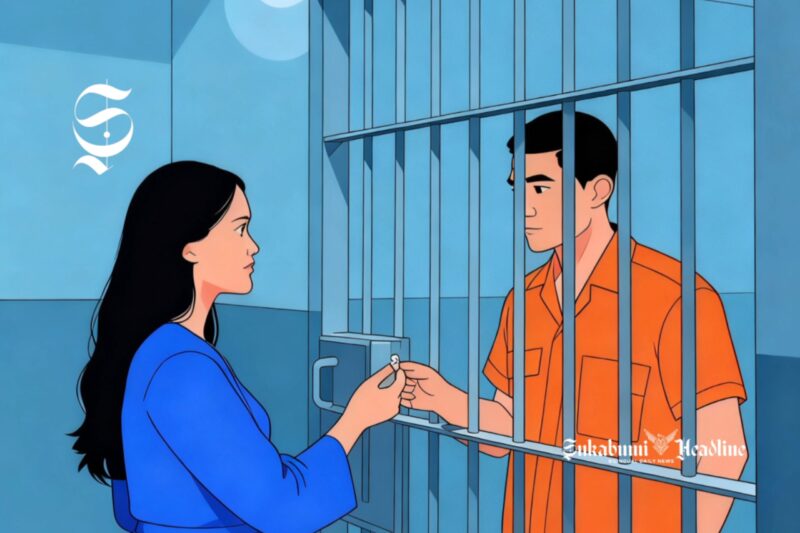 Ilustrasi pengunjung wanita memberikan bingkisan ke tahanan di dalam penjara - sukabumiheadline.com