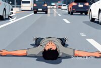 Ilustrasi pria tertabrak mobil di jalan raya - sukabumiheadline.com